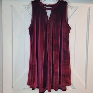 Umgee Keyhole Velvet Mini Dress Maroon Red Boho Festival Vampire Whimsigoth EUC!